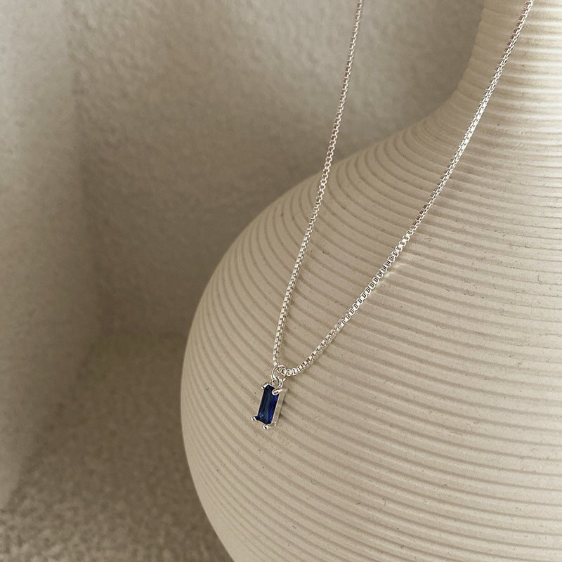 Sense Beautiful Square Blue Clavicle Chain