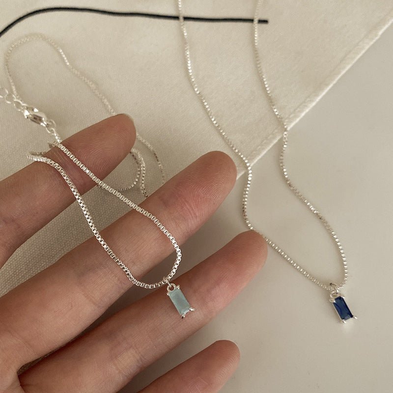 Sense Beautiful Square Blue Clavicle Chain