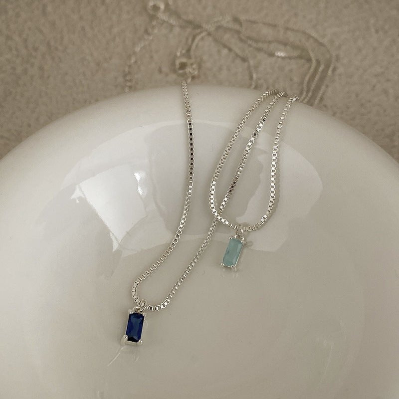 Sense Beautiful Square Blue Clavicle Chain