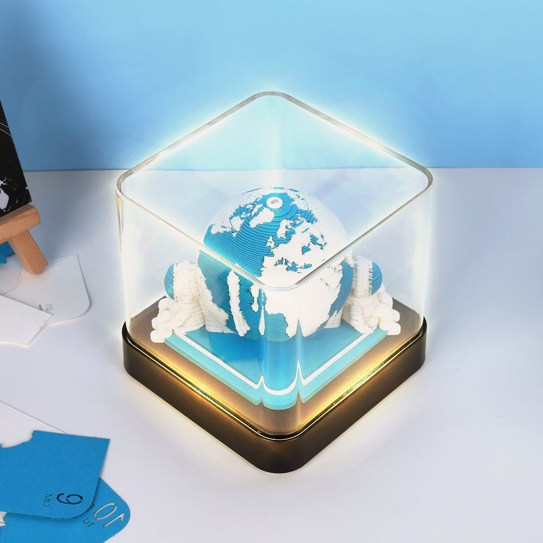 Light Panoramic 3d Creativity Paper Carving Desk Sticky Notes