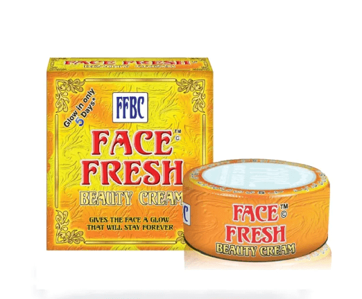 Face Fresh beauty cream packaging with yellow box and orange container on a white background
