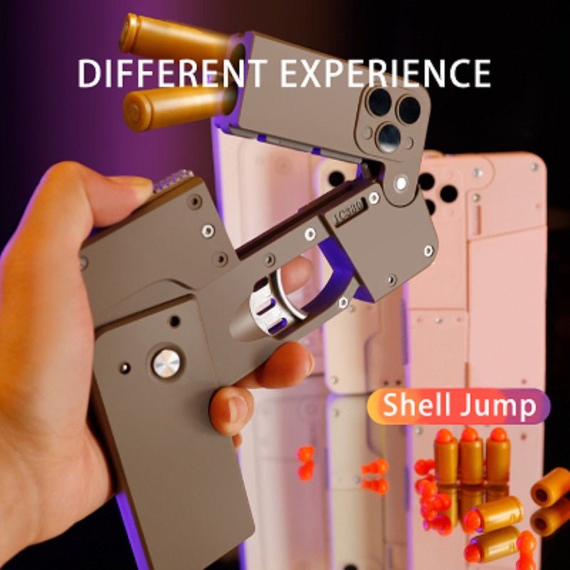 Harmless Folding Pistol Bullet Automatic Shell Throwing Toy Creative Soft Mobile Phone Appearance Gun