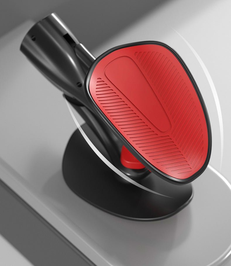 Red and black car mount holder on a car dashboard