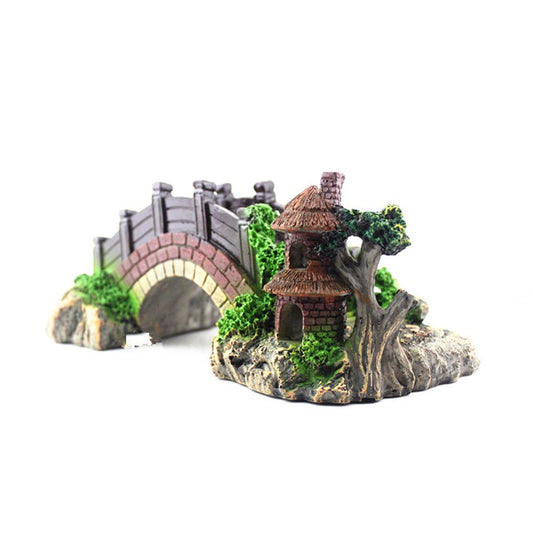 Resin Bridge Arch Bridge Black Red Bridge Fish Tank Landscaping Decoration Bridge - PERSP SMS