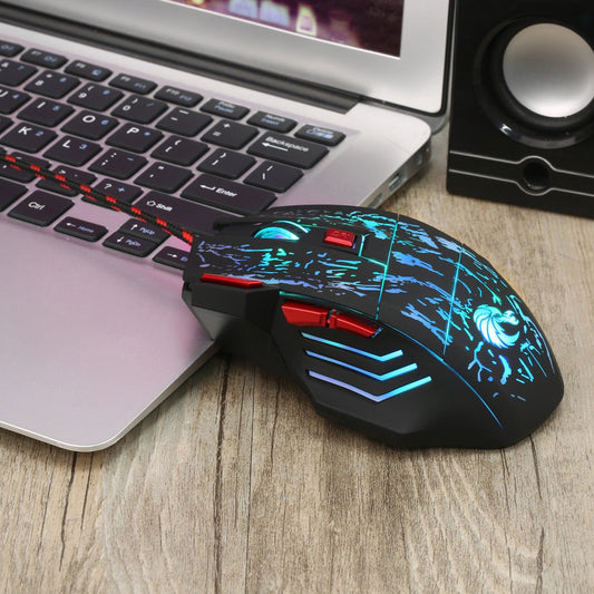 Water Crack Colorful Luminous Game Mouse Wired Mouse - PERSP SMS