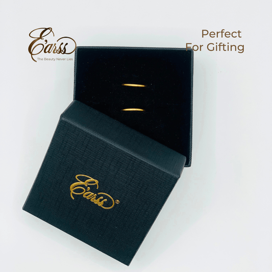 Black jewelry box with gold accents and 'Ears' branding on a white background