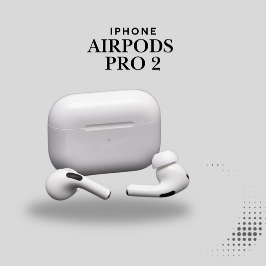 White iPhone AirPods Pro 2 on a light gray background