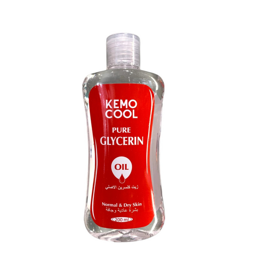 Bottle of Kemo Cool Pure Glycerin on a white background
