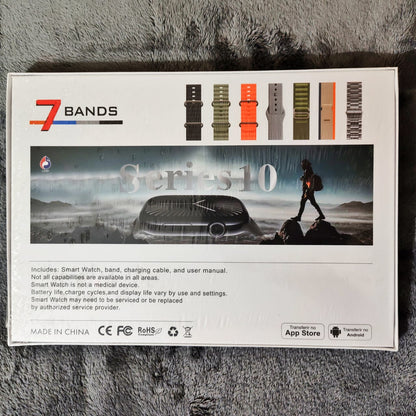 Box of 7 Bands smart watch bands on a textured surface
