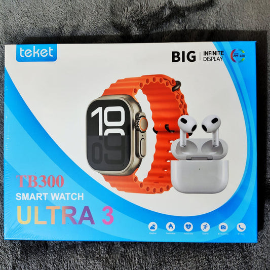 TB-300 Smartwatch Ultra 3 with AirPods – Fitness, Health & Music Combo - PERSP SMS