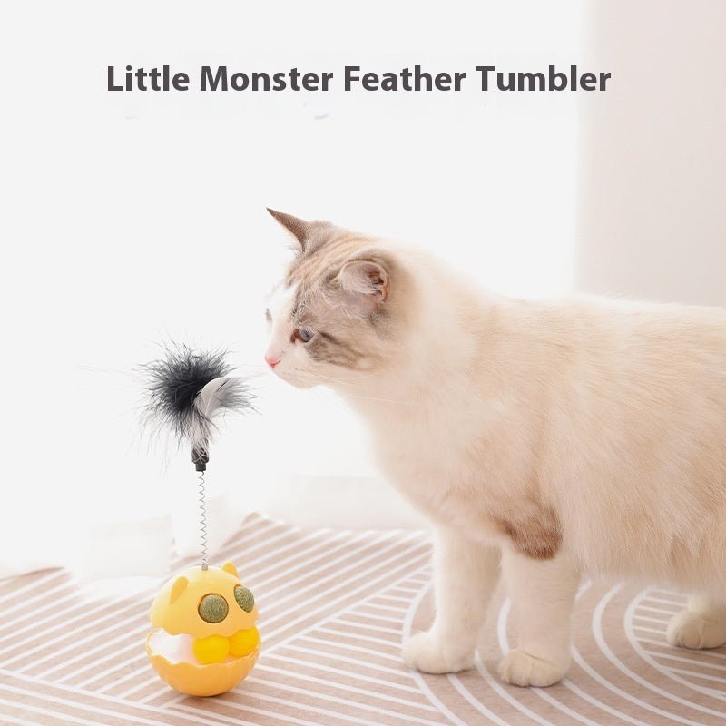 Cats Feather Toy Rotate Cat Tumbler Teaser Catmint Roller Track Ball