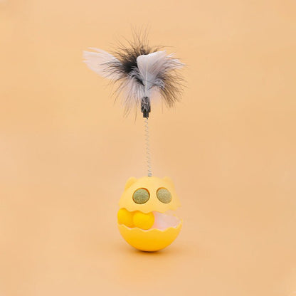 Cats Feather Toy Rotate Cat Tumbler Teaser Catmint Roller Track Ball