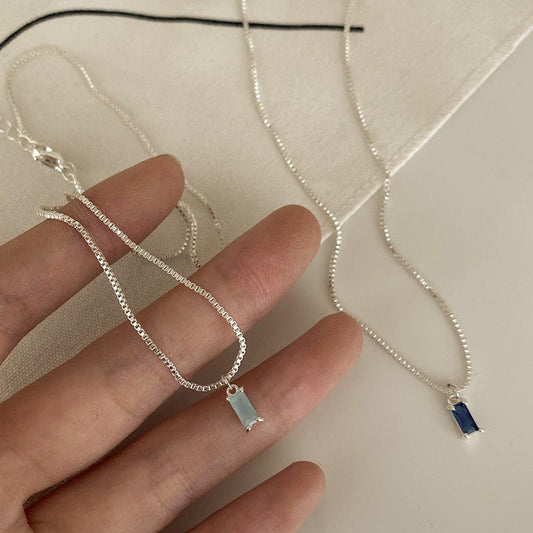 Sense Beautiful Square Blue Clavicle Chain