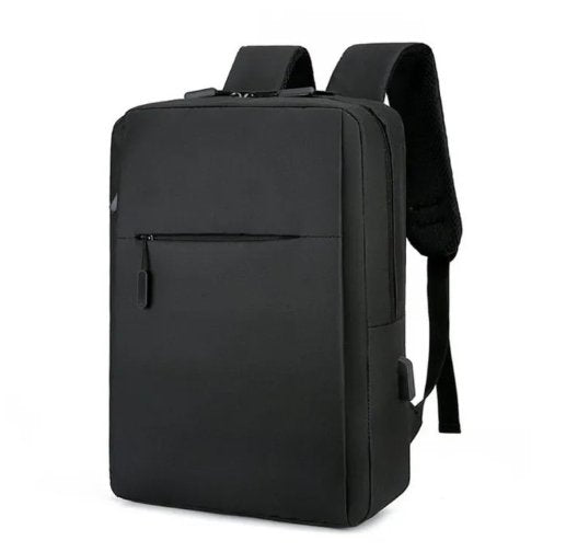 Black backpack on a white background