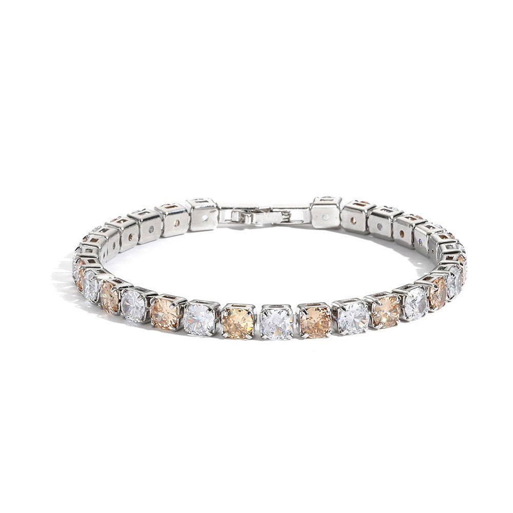 Bracelet with square-cut gemstones on a white background
