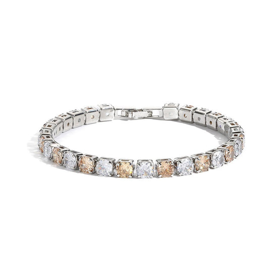 Bracelet with square-cut gemstones on a white background