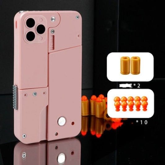 Harmless Folding Pistol Bullet Automatic Shell Throwing Toy Creative Soft Mobile Phone Appearance Gun