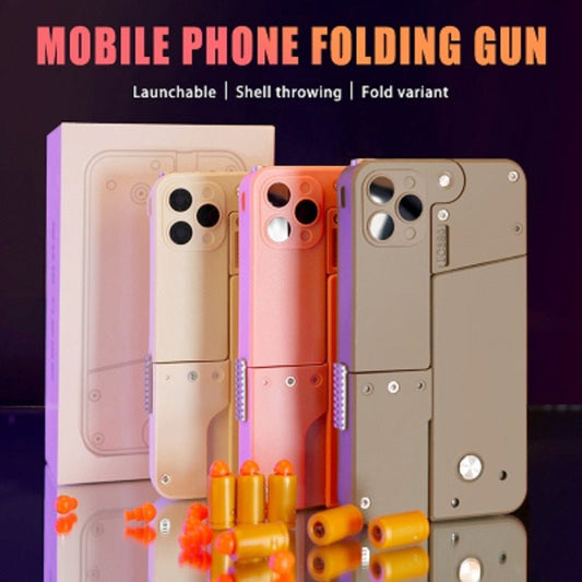 Harmless Folding Pistol Bullet Automatic Shell Throwing Toy Creative Soft Mobile Phone Appearance Gun