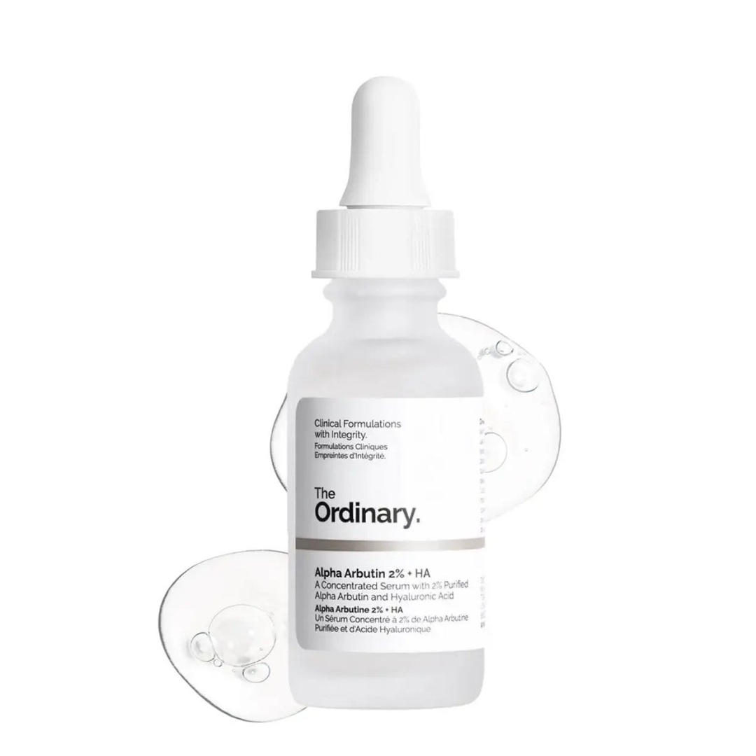 The Ordinary skincare serum bottle on a white background