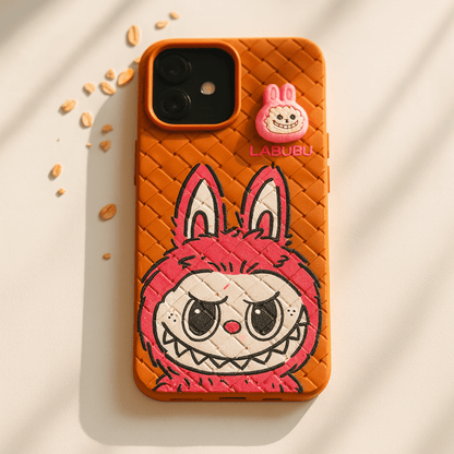 Phone case with cartoon character design on a light background