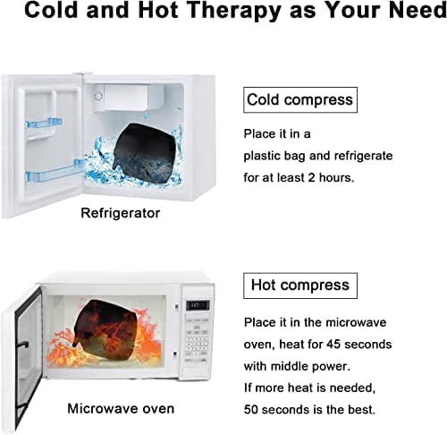 Instructions for using a cold and hot compress with a refrigerator and microwave oven.