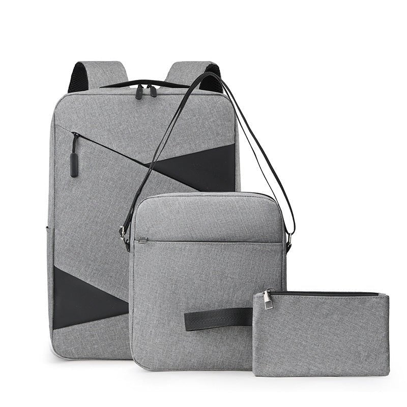 Set of gray bags with black accents on a white background