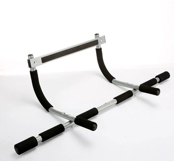 Gymnastic rings with black padding on a white background