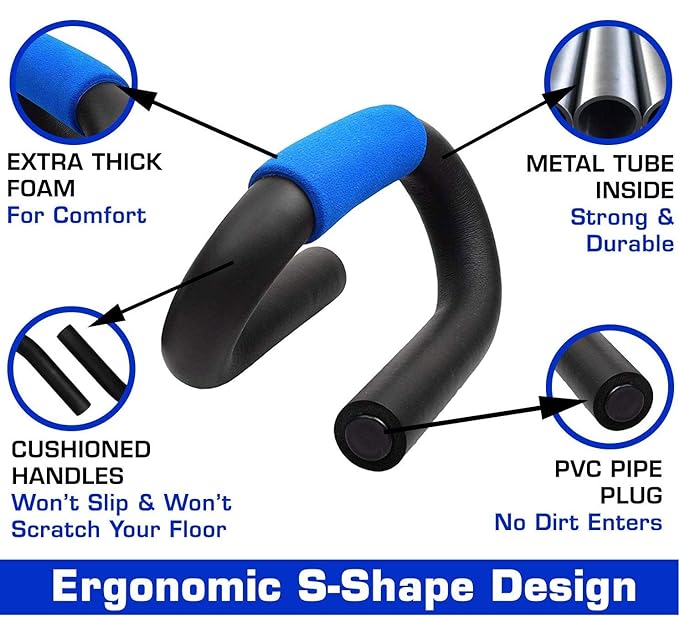 Ergonomic S-shape design handle with features highlighted on a white background