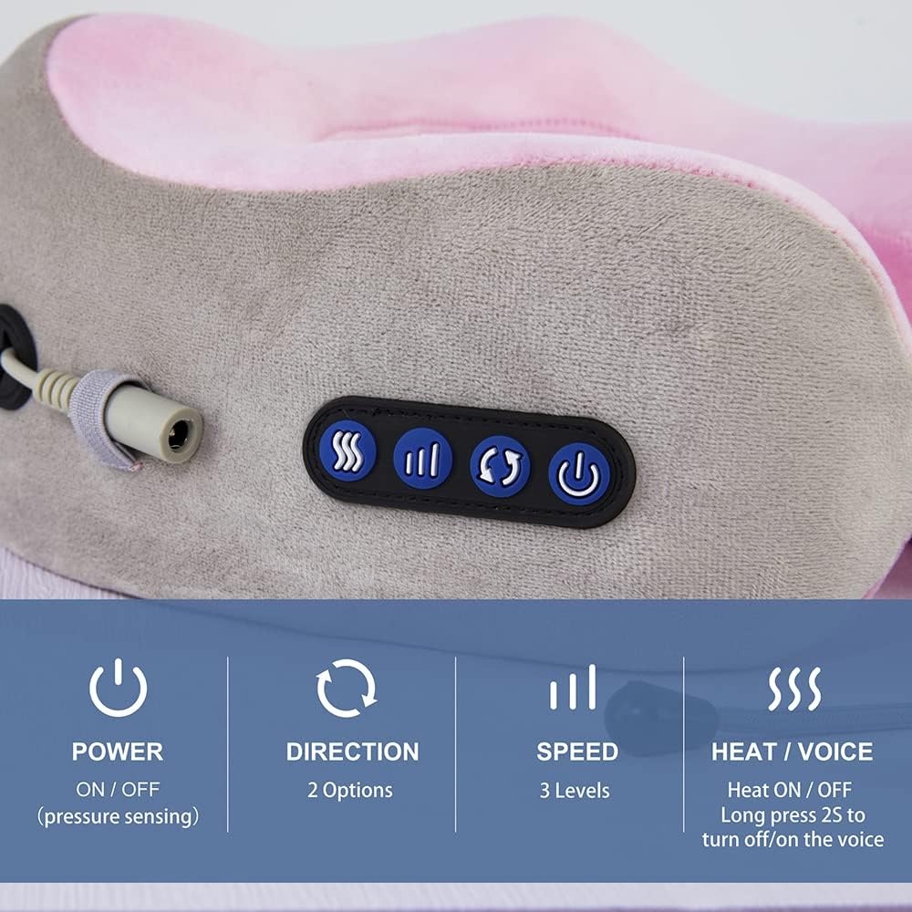 Massage pillow with control panel and power cord on a white background