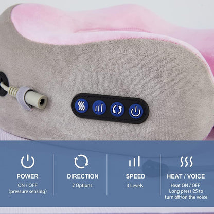 Massage pillow with control panel and power cord on a white background