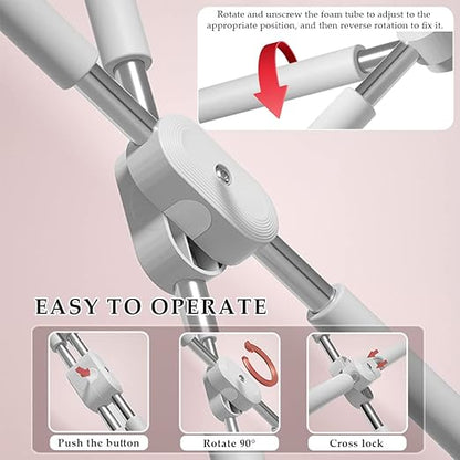 Gray foam tube holder with instructions on a pink background